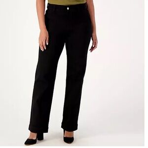 NWT Denim & Co. Regular Easy Stretch Denim Straight Leg Trouser Jean 22WP